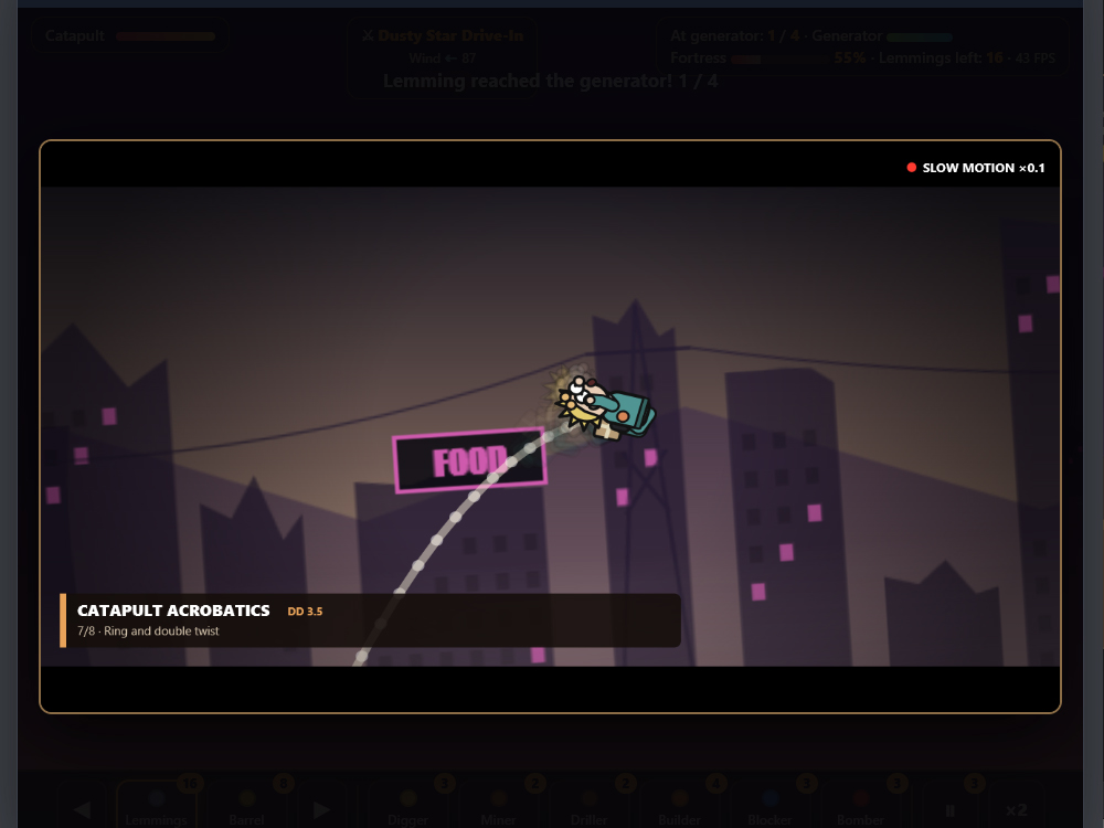 Slow-motion gameplay moment