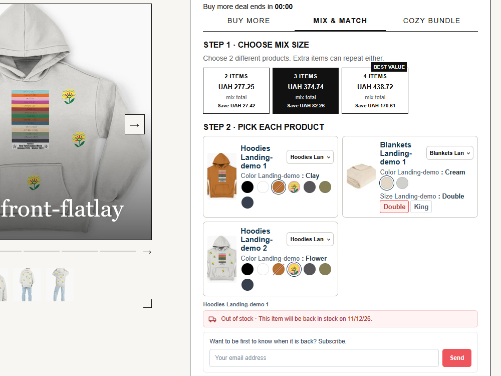 Mix & Match offer on a product page